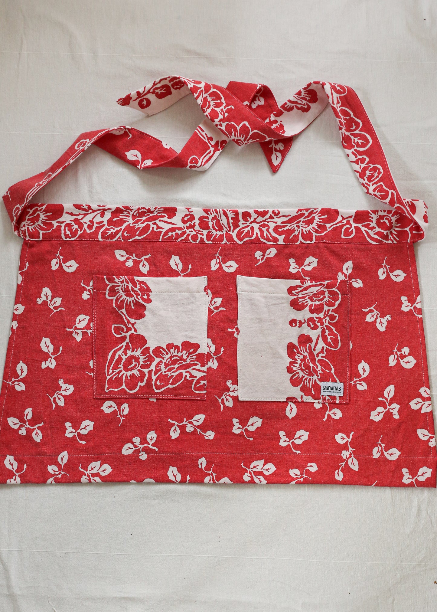 Hostess Half Apron - Vintage Red Floral