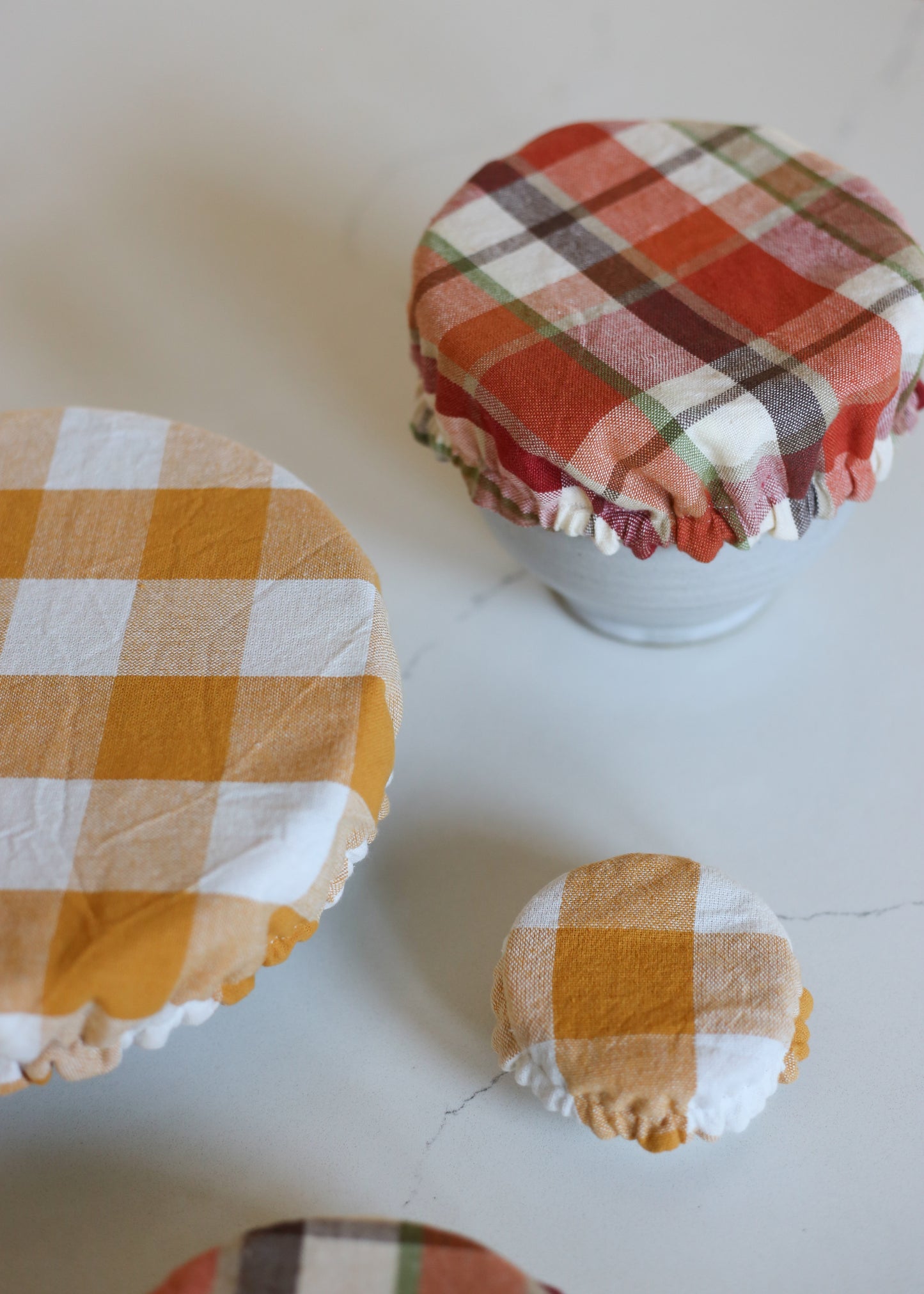 Cotton Bowl Covers (Set of 4) - Plaid