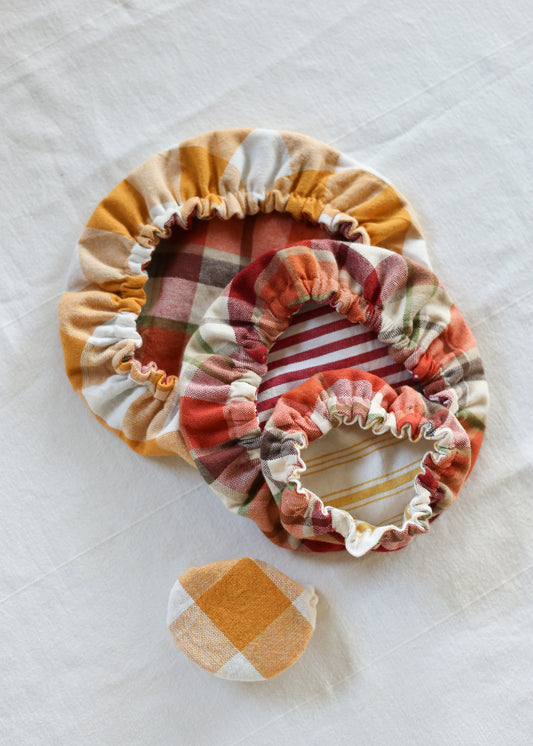 Cotton Bowl Covers (Set of 4) - Plaid