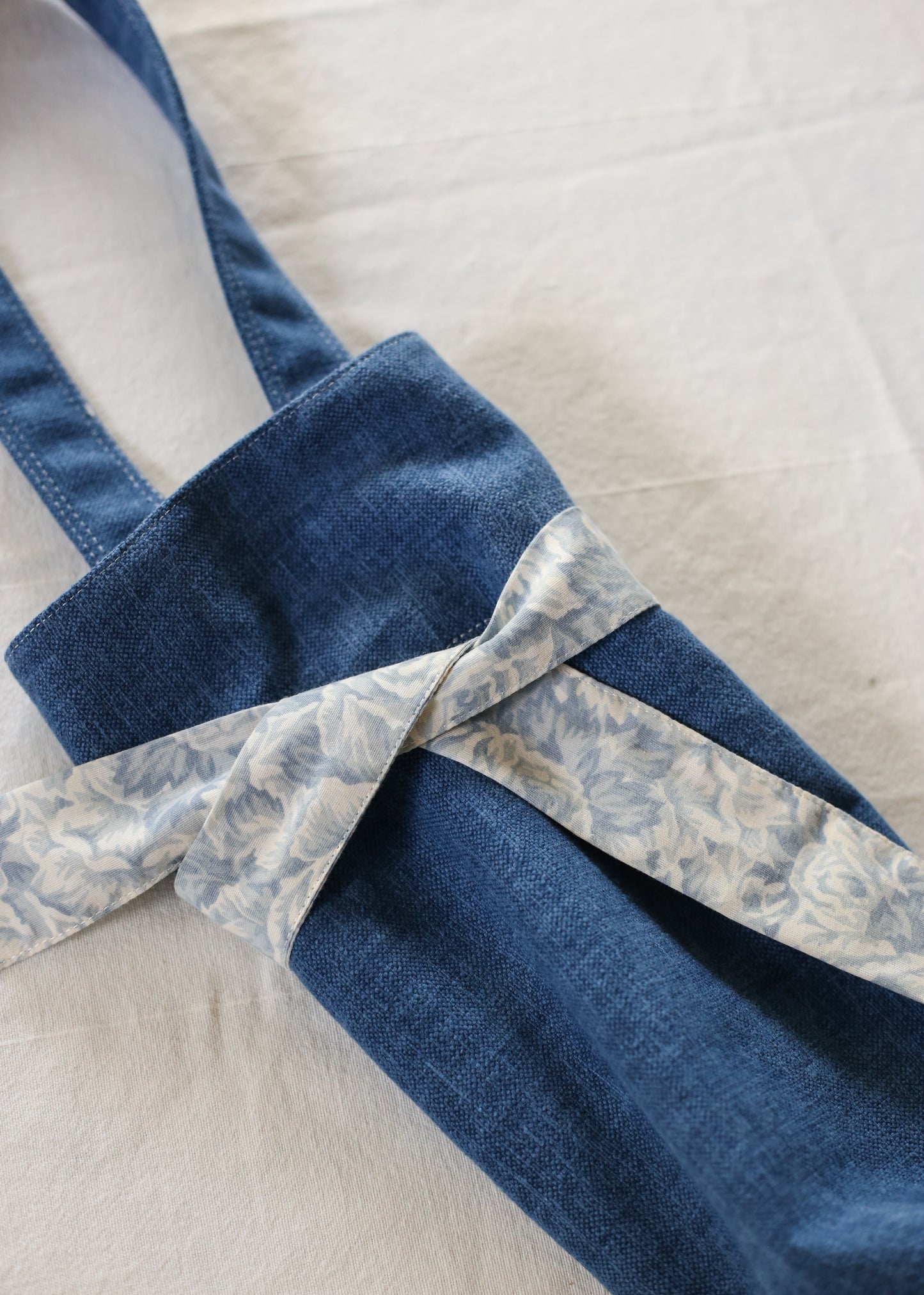 Denim Bow Wine Tote
