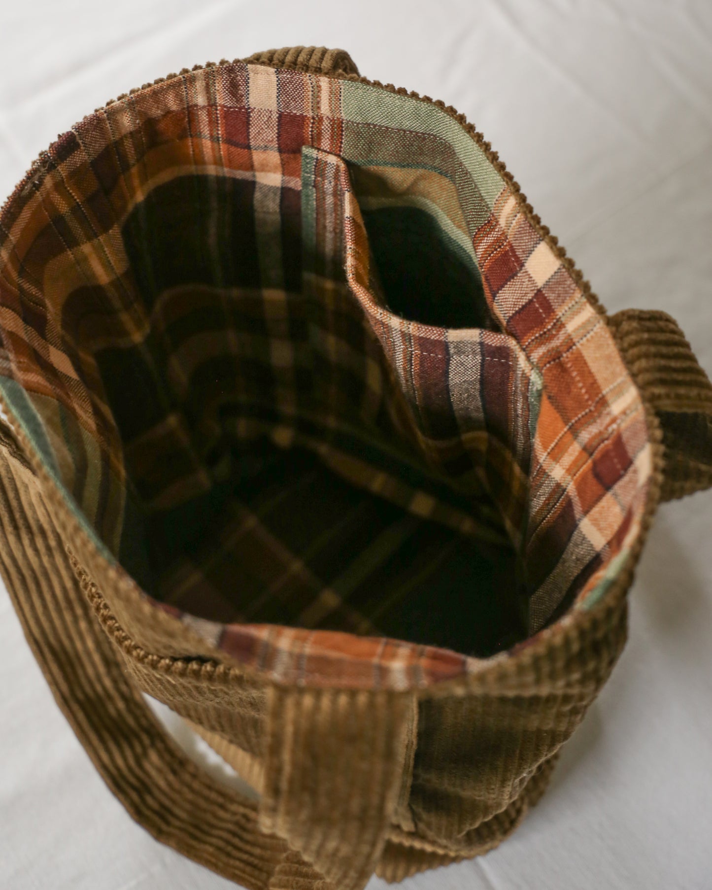 Mini Pocket Tote - Corduroy & Plaid