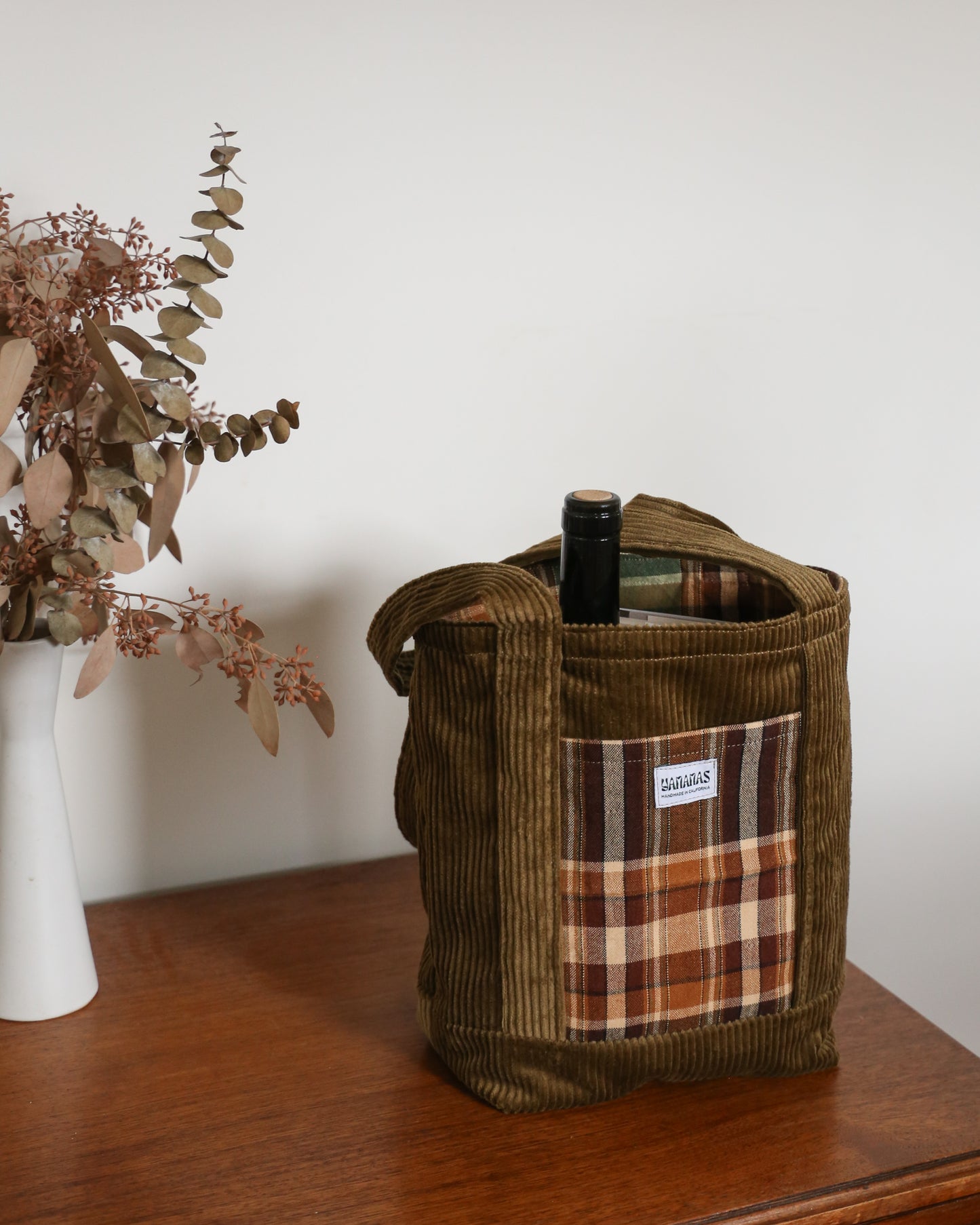 Mini Pocket Tote - Corduroy & Plaid